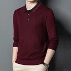 Men Sweater Polo OEM Custom Top Buttons Long Sleeve Men Sweater Golf Polo Shirt