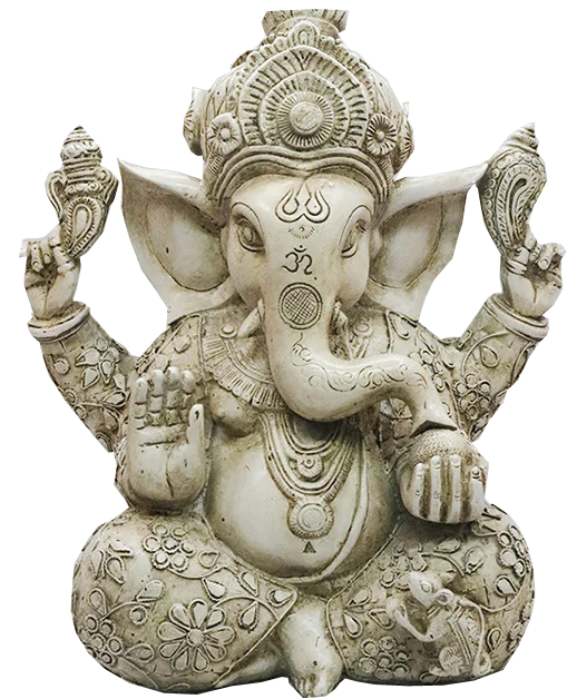 White Ganesha Elephant God Statue Sandstone Sculpture Buddha Figurine Decoration 
