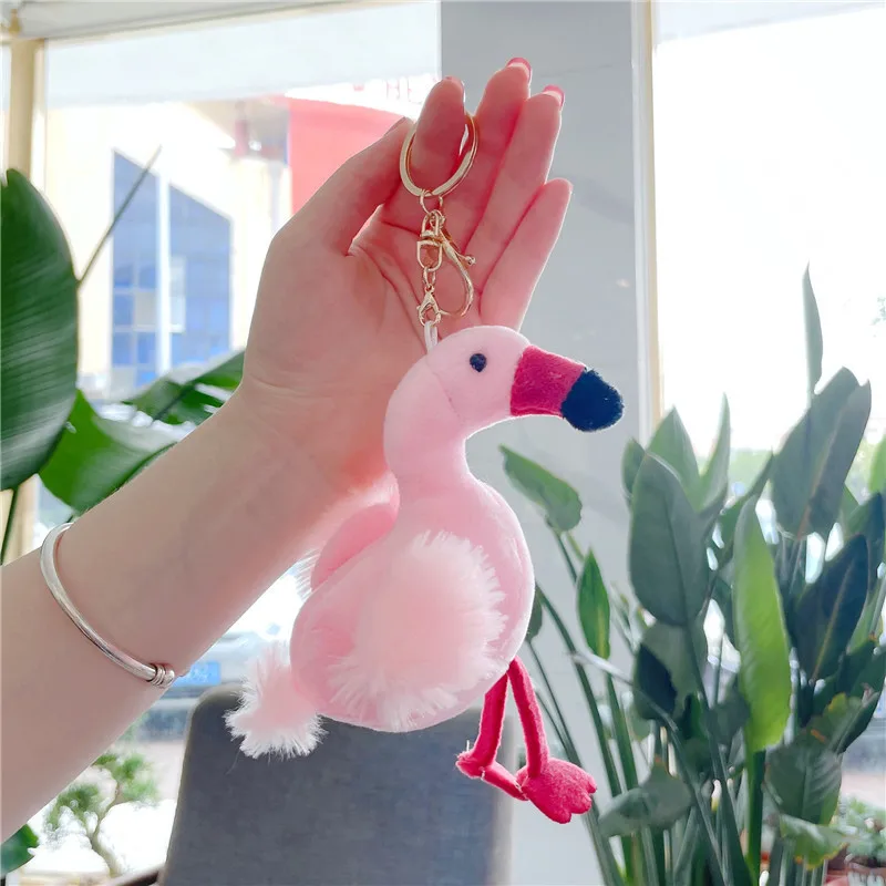 Wholesale Hot sale Cute Soft Lovely Cartoon Animal Pendant Flamingo Doll Toys Car Ring Bag Accessories Plush Flamingo Keychains