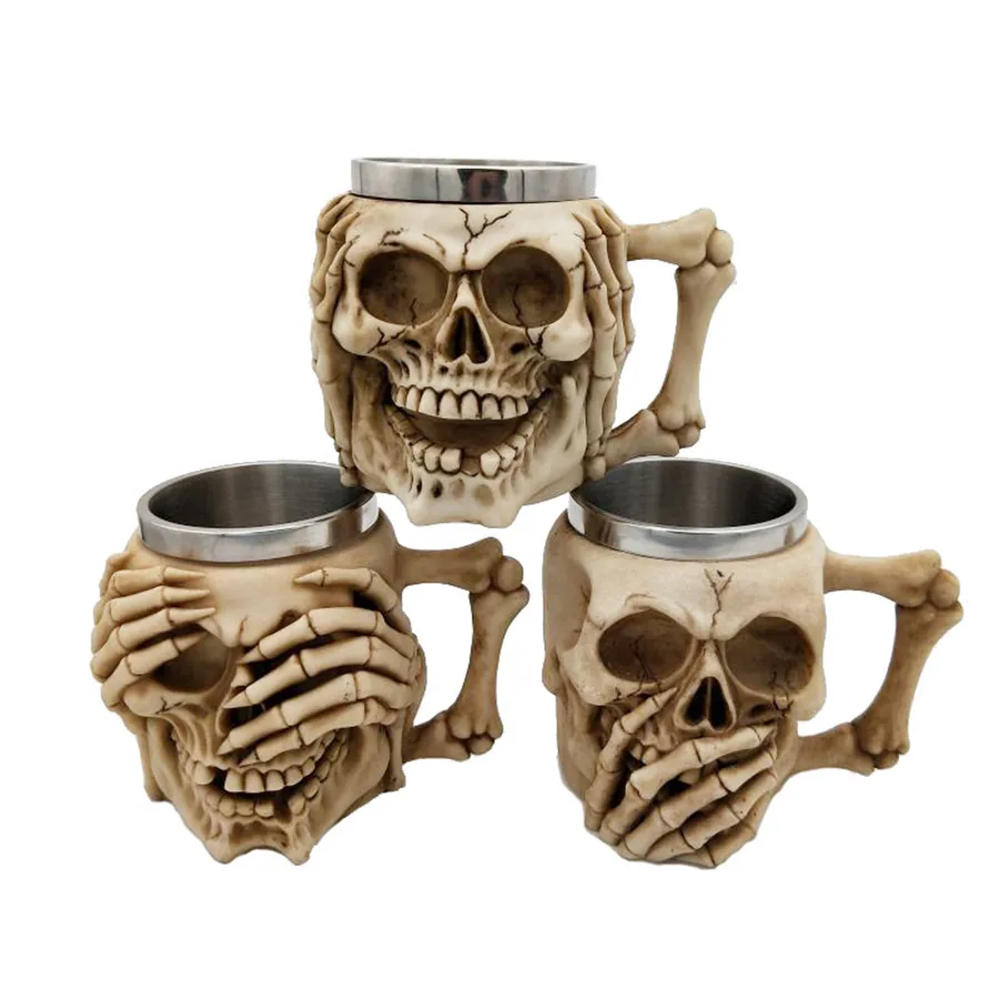 Details about   Retro Dragon Resin Stainless Steel Beer Mug Skull Knight Tankard Halloween Coffe 