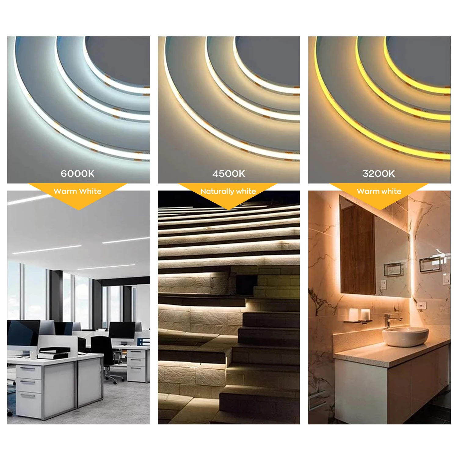 Super Bright COB LED Strip Light Kit White LED Strip Lights with Remote Consumer Electronics