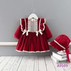 Winter Girls Dress Winter New Girls Dress Velvet Wine Red Spanish Plush Dress Princess Dress