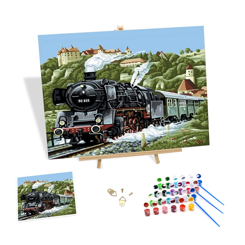 New Cartoon Picture Paint By Numbers The Running Railway Train Diy Digital  Painting By Numbers On Canvas Anime Series - Buy Painting By Number Art  Train Anime Painting By Numbers Kits For