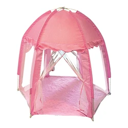 Girls pink pop up a princess castle play tent for children with mosquito net