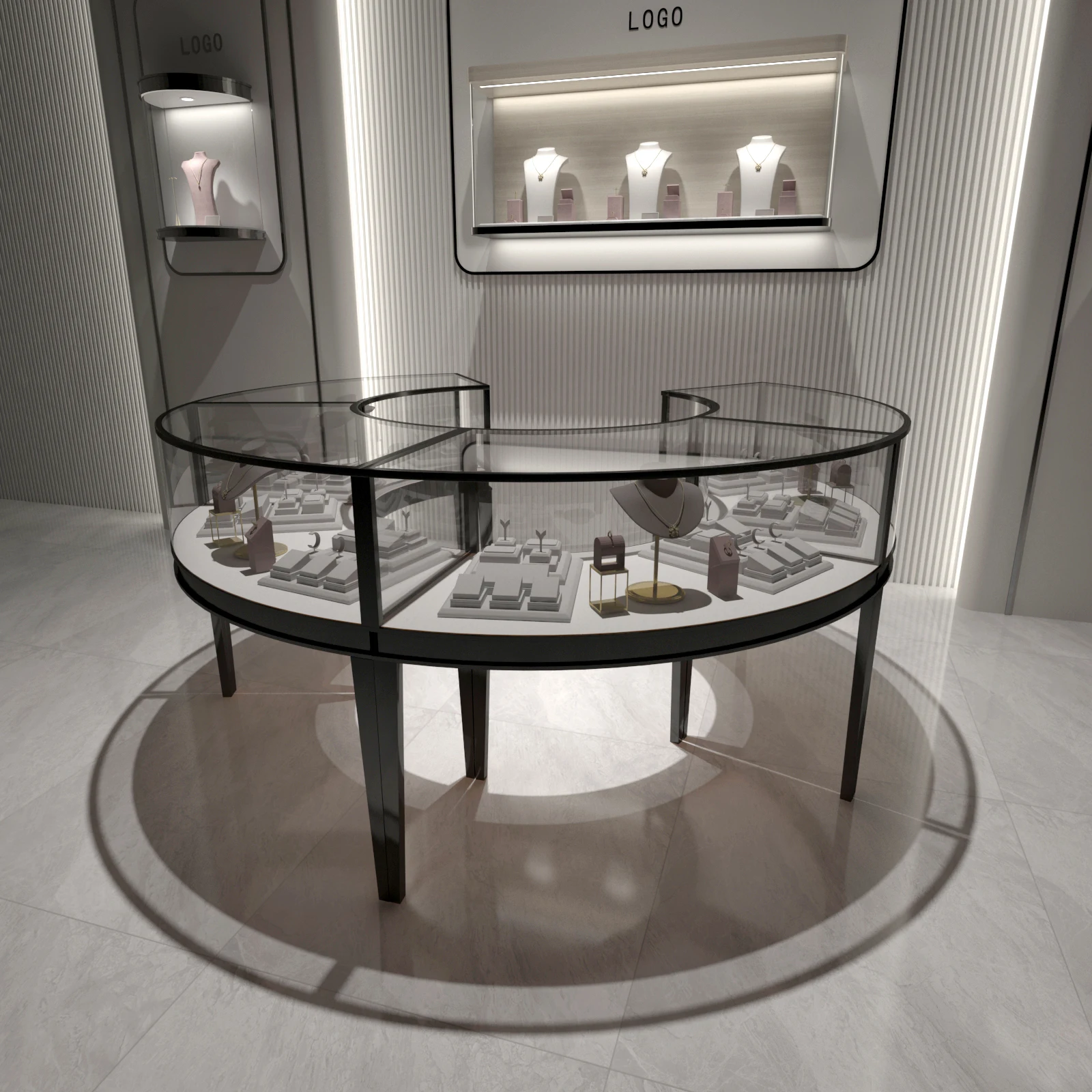 Modern Luxury Decoration Jewellery Showroom Counter Design Interior Showcase Jewelry Display Cabinet