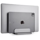Vertical Notebook Computer Tablet Book Storage Space Saving Width Adjustable Aluminum Laptop Stand