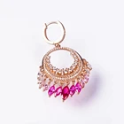 Silver 925 With Silver Hot Selling Fushia Color CZ Crystal Silver 925 Drop Earring Jewelry With Factory Price