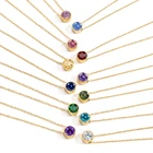 Jewelry EManco Luxury 12 Month Birth Stone Zircon Pendant Necklace 316l Stainless Steel Jewelry For Women
