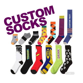 (BQ) Knit your own design custom cotton print embroidered OEM Socks embroidery logo customize custom made logo sports men socks