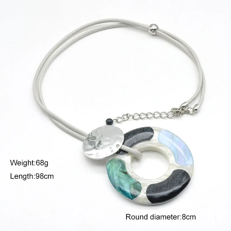 New design round hoop shape pendant jewelry for women colorful acrylic circle pendant necklace