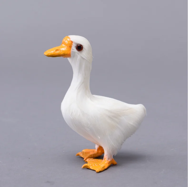 手工塑料毛皮动物羽毛水模型诱饵鸭玩具儿童礼品花园装饰品鸭子展示