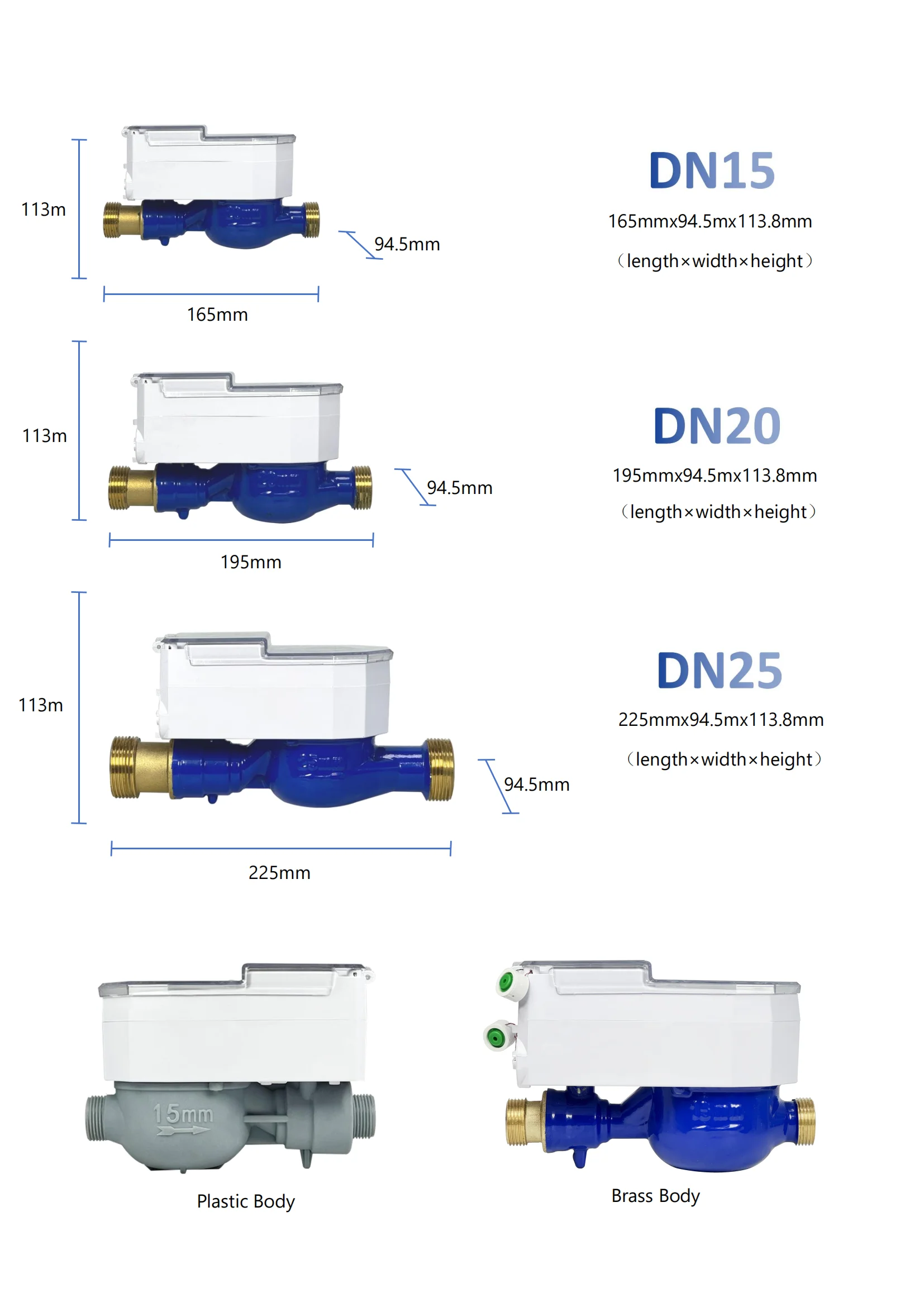 STS Standard Prepaid Water Meter with 1km Measurement Range 84 Flow Rate and Grey Color DN15 IP68