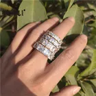 Engagement Rings Ring Engagement Rings Zircon Baguette Bling 925 Silver Plated Ring Women