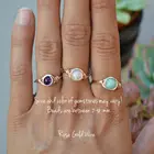Custom Bohemia Style Color Green Precious Crystal Natural Wire Beads Moon Healing Stones Rings Women