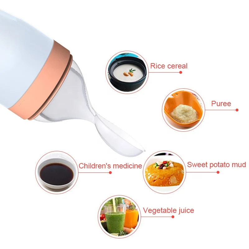 New Arrival ODM&OEM Mamadeira biberon squeezable silicone baby  bottle  BPA Free baby feeding bottle With Spoon