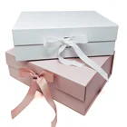 Paper Box Custom White Folding Paper Luxury Made Box With Ribbon Packaging Box Custom Logo