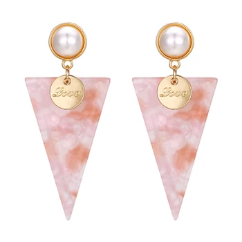 BLE977 Xuping wholesale price color triangle gold women fashion jewelry acrylic earrings for women
