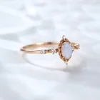 Ring Rings Ring Woman 14k Rose Gold Unique Oval Shaped Opal Engagement Ring Twisted Moissanite Women'S Rings