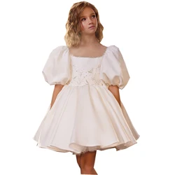 Customized brand fashion kids luxury clothing girls teenager girls white toddler dress summer dress for party