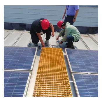 385*4000mm Solar Roof Top Panel 38*38mm Mesh Pedestrian Walkway Fiberglass Grating Frp Solar Walkway