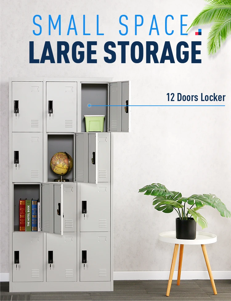 근대적 디자인 화려한 Oem 12 문 금속 사무실 로커들 KD 구조물 2