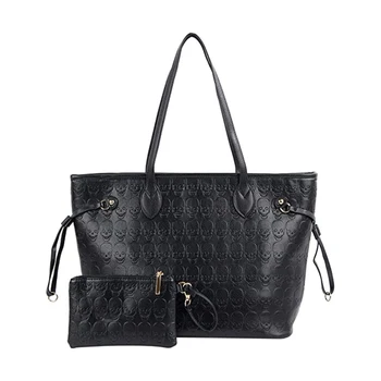 niche design black purse sets vegan bags stylish leather fashion embossed tote bags skull handbag