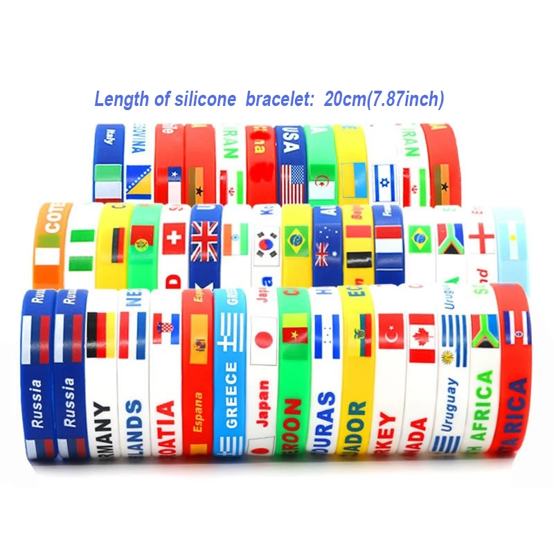 Good Quality silicone bracelet keyring custom Promotion Rubber wristband Different country silicone bracelet