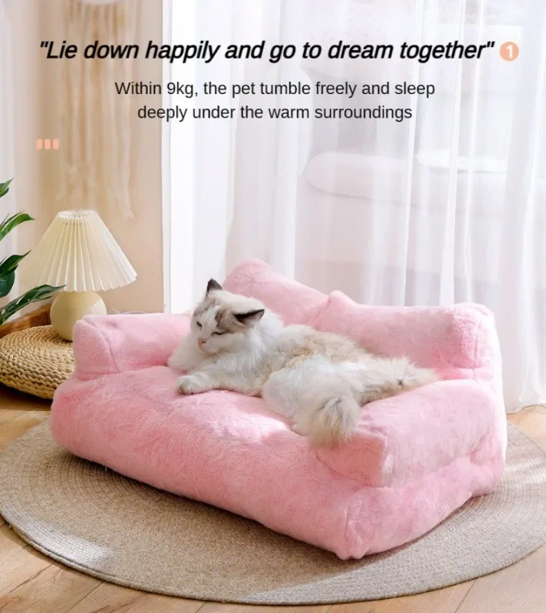 Pet Couch Bed With Pillow Cat Sofa Washable Cover Dog Bed With Nonslip