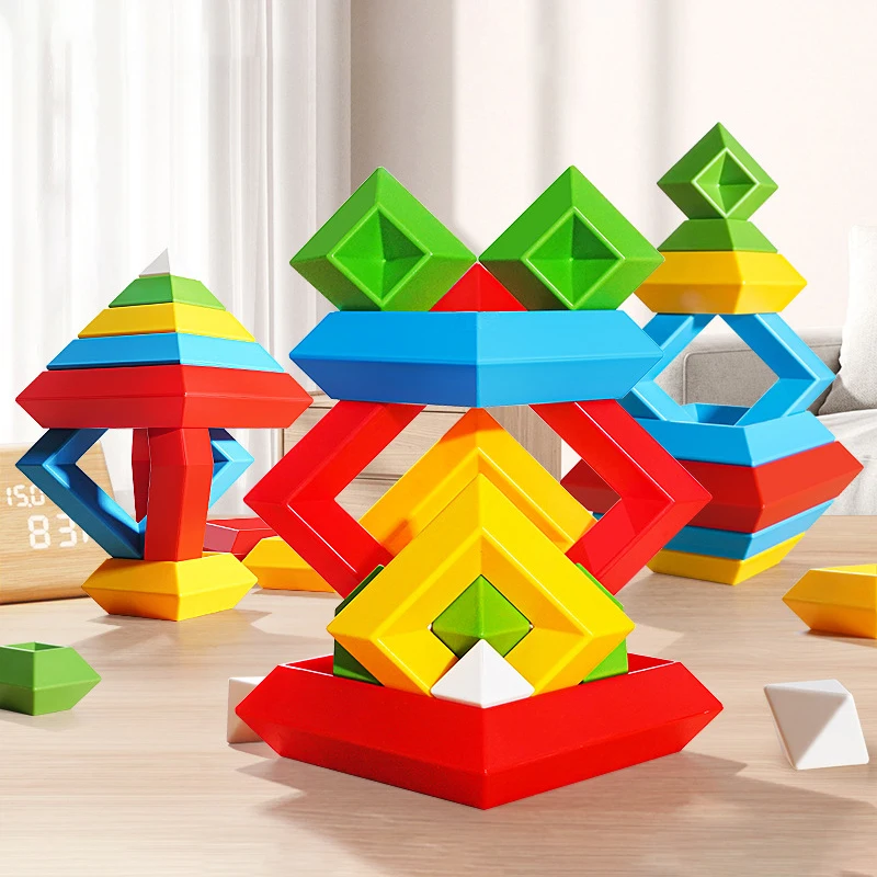 Soli 3D Magic Tower Unisex Plastic Pyramid Stacking Puzzle Building Blocks Educational DIY Toy for Children
