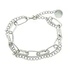 Oval Unisex Simple And Fashion Korean Oval Cuban Chain Double-layer Bracelet