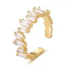 Rectangle Rectangle Irregular Rectangle Zircon Open Ring Copper Plated Real Gold Hand Jewelry