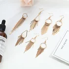 Earrings Gold Earrings Korean Style Fashion Jewelry Sweet Tassel Earrings Mid-length Gold Women's Earrings