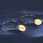 Earrings Earring SP-LAM Korean Summer Large Gold Stainless Steel Hoop Earrings Tree Pendant Hoop Earring