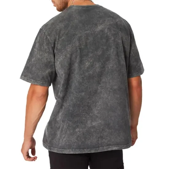Acid Wash Streetwear Stone  With Logo Customize Oversized Vintage men's T-shirt