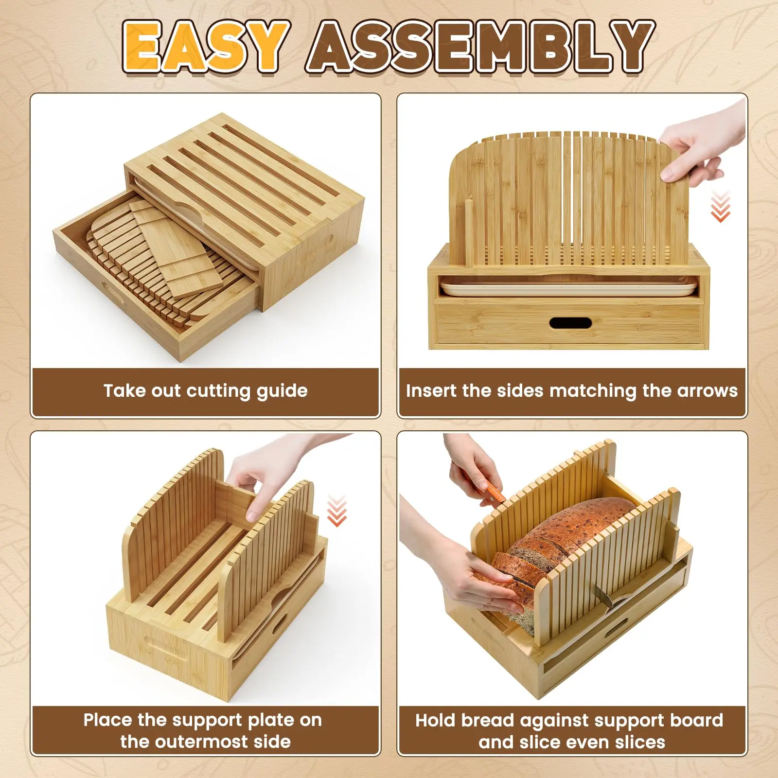 product bamboo bread slicer for homemade loaf foldable bread cutter with crumb tray storage drawer for bakery wholesale-5