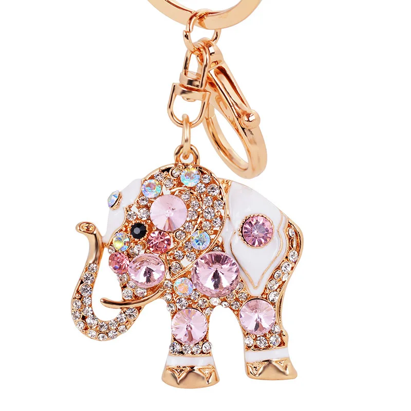 Fashion Crystal Elephant Car KeyChain Alloy Key Chain Ring Holder Animal Keyring Charm Women Bag Jewelry