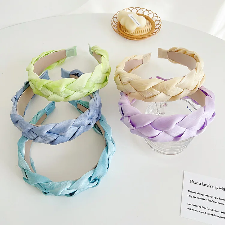 Fashion 3CM anti-slip  handmade colorful braided headband for lady   candy color  clip hair accessories