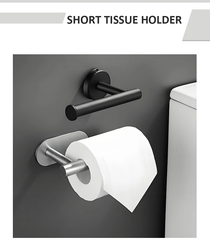product hot product wall mounted bathroom hardware set self adhesive stainless steel toilet paper holder punch free towel rack metal-3