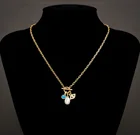 Pearl 18K Gold Chain Necklace Evi Eye Blue CZ Stone Charm Necklace Baroque Pearl Necklace