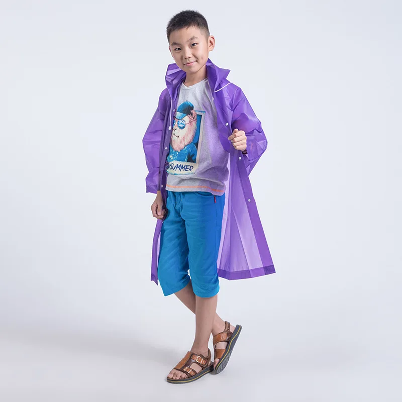 HJH439 Reusable EVA Children Raincoat Kids Thickened Waterproof Rain Coat Girl Boy Outdoor Hiking Rain Wear Rain Jacket