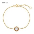 Shell Jewelry 14K Gold Plated 925 Sterling Silver MOP Mother Of Pearl Shell Stackable Bracelet For Women Fashion Jewelry