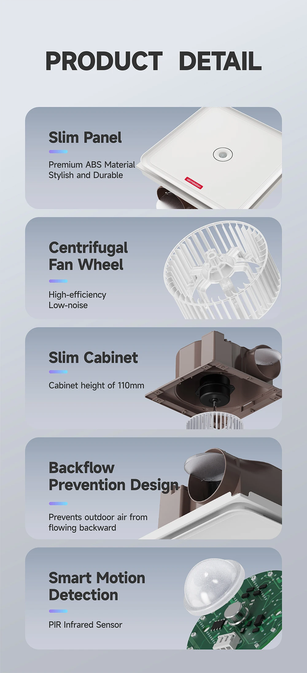 Ceiling Bathroom Ventilation Fan, A.C. Source, plastic - detail 18