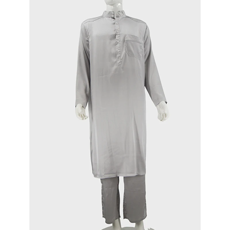 2025 New Men's Arabic Abaya Set Muslim Islamic Prayer Dress White Long Sleeve Robe factory