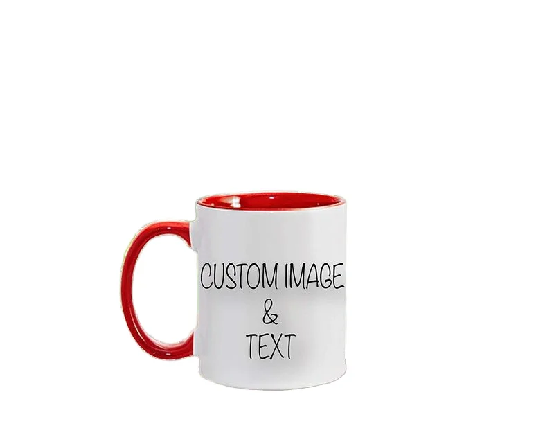 11oz Customized Text Personality Ceramic Colored Handle inside Sublimation Coffee Mug with Microwaveable Safe