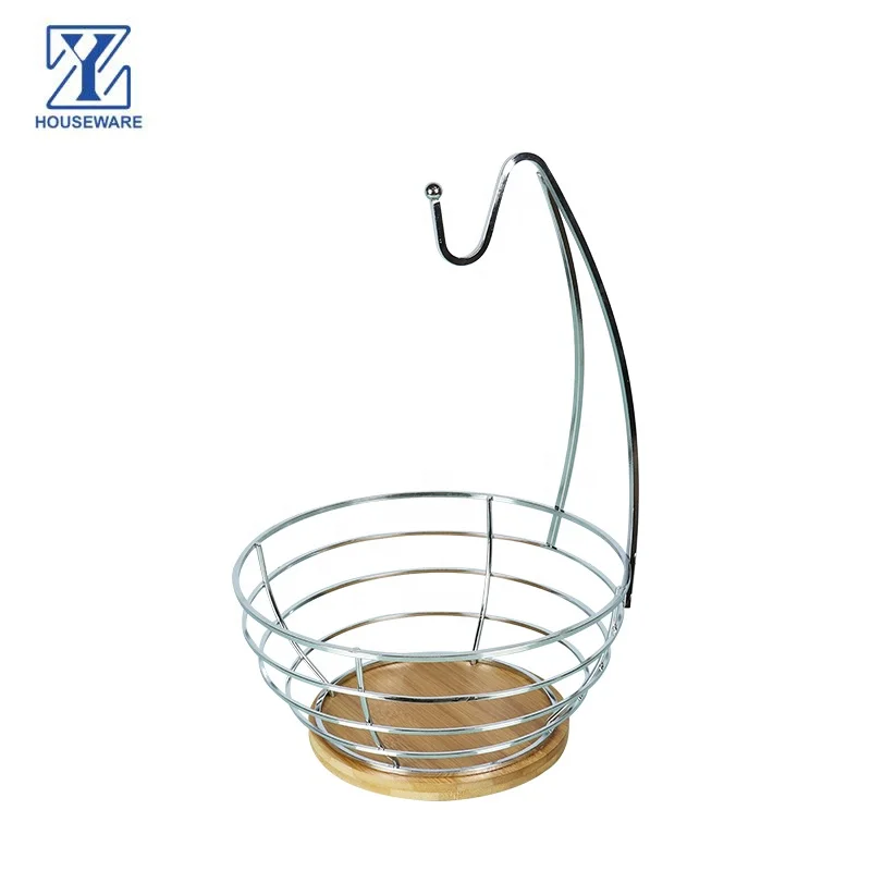 chrome metal wire hanging fruit basket banana holder