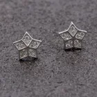 Star Silver Zircon Earrings Zircon Rhodium Plated Hexagon Star Shaped Fashion Silver Earrings