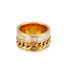 Zircon Ring Gold Zirconrings Rings New Fashion New Chain Asscher Cut Zircon Ring Stainless Steel Gold Plated