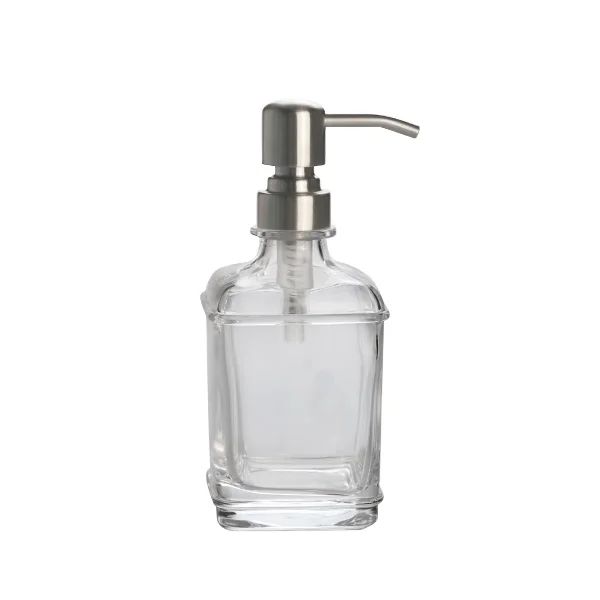 High Quality Glass jar Soap or Sanitizer Dispenser 300ml glass hand sanitizer bottle with stainless steel foaming pump dispenser