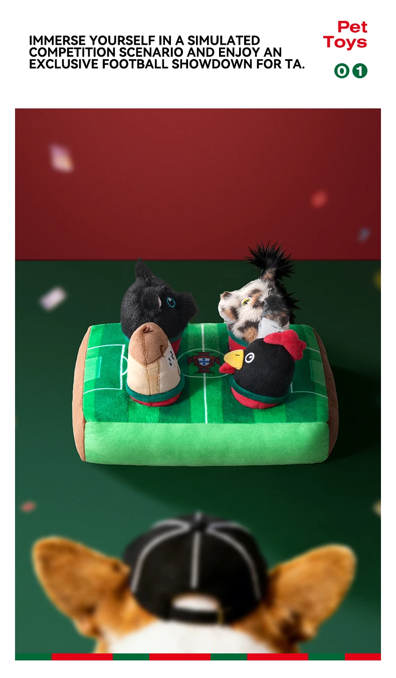 Cute Soccer Field Trophy Shape Plush Pet Chew Toy Built in Squeaker and Crinkle Paper Relieve Boredom for Dogs Cats Pet Supplies factory