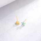 Silver Earrings Silver Cute Turquoise CZ Stones Cluster Flower 925 Sterling Silver Stud Earrings